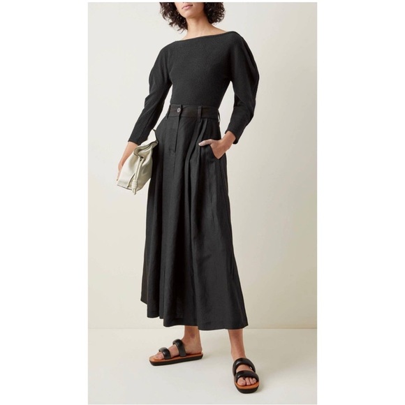 MARA HOFFMAN Shira Linen-Cotton Knit Bodysuit Black long sleeve - Picture 2 of 7